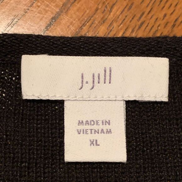 J. JILL Tunic 59% Linen Blend Women’s XL Black Long Bell Sleeve Slit Scoop Neck. - Picture 13 of 15